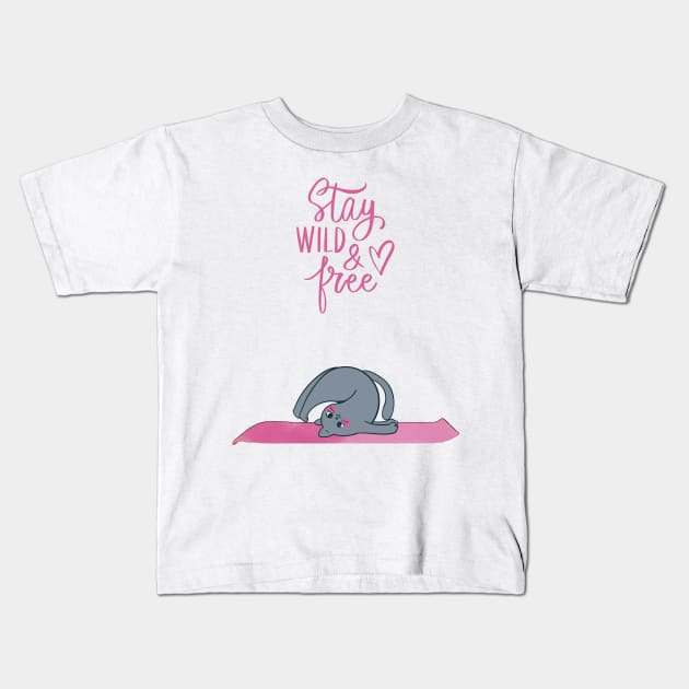 Yoga cat Kids T-Shirt by JLBCreations